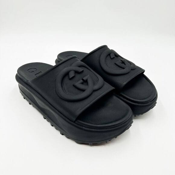 Gucci Interlocking GG Monogram Platform Slides Sandals Eu 41 US 11 - Picture 2 of 13